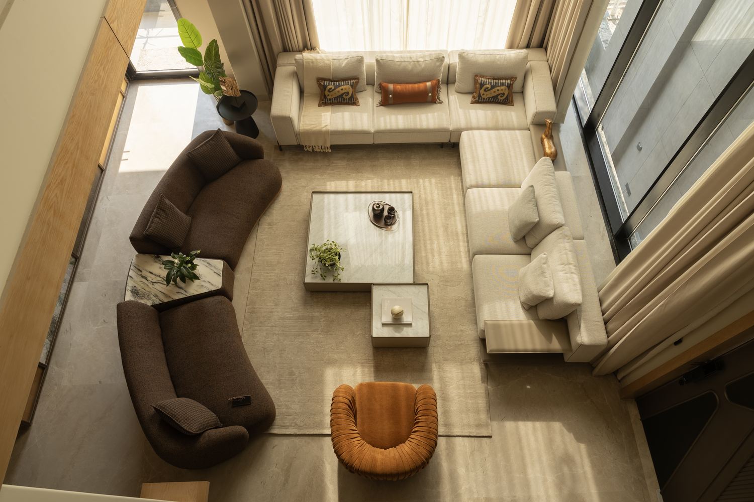 A living room seen from the floor above